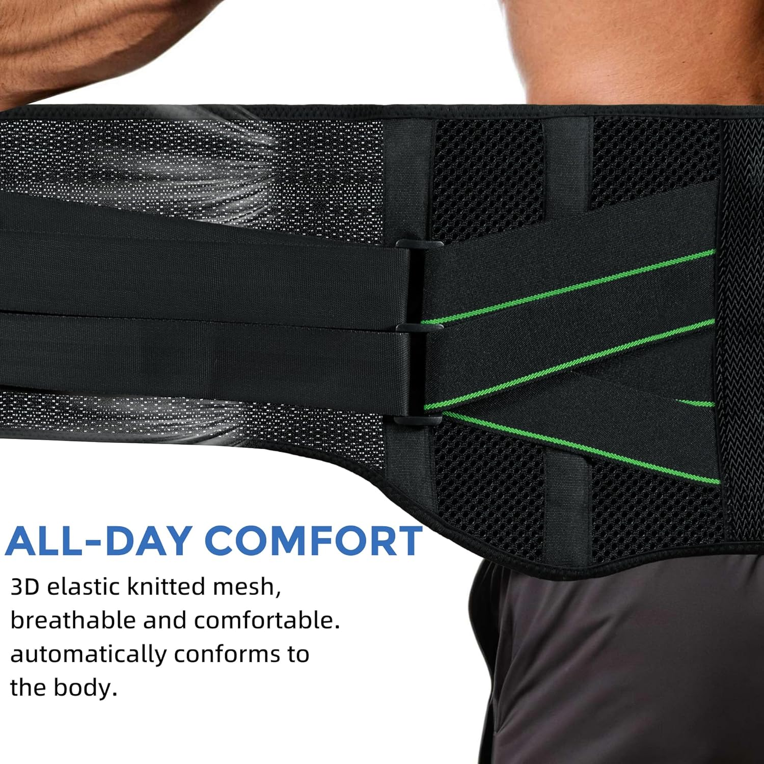 RAFSUN Back Brace for Lower Back Pain Relief - Adjustable Lumbar Support Belt with 3D Pad for Sciatica, Herniated Disc, Scoliosis -Lightweight, Breathable & Ergonomic Fit for Work, Gym, Daily Use image number 2