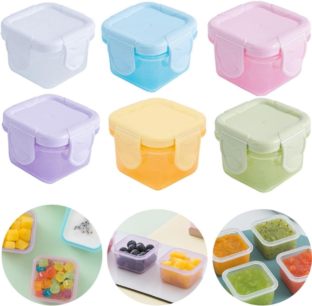 Plastic Salad Dressing Containers, 6Pcs Mini Food Storage Containers,Small Food Storage Container Withleakproof Lids,Condiment Sauce Container Small Freezer Storage Containers,Salad Dressing Container image number 3