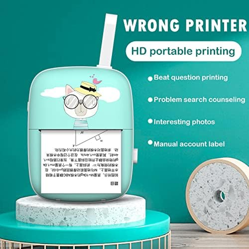 Mini Thermal Printer, Portable Wireless Smart Printer Bluetooth-Compactible Durable Wireless Label Memo Receipt Paper Printer Office Supply for Home/703 (Size : Blue)