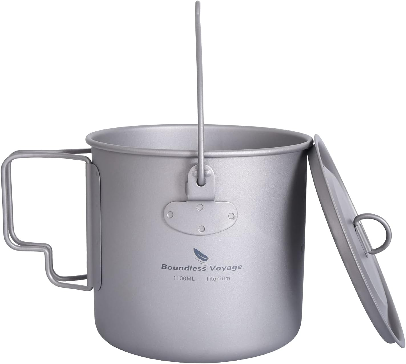Boundless Voyage Titanium Pot Cup Mug with Lid Storage Bag Pot Set Collapsible Folding Handle Camping Hiking Picnic Ultralight Portable Tableware Cookware Drinkware Big Capacity (Ti15109B 1100Ml) image number 5