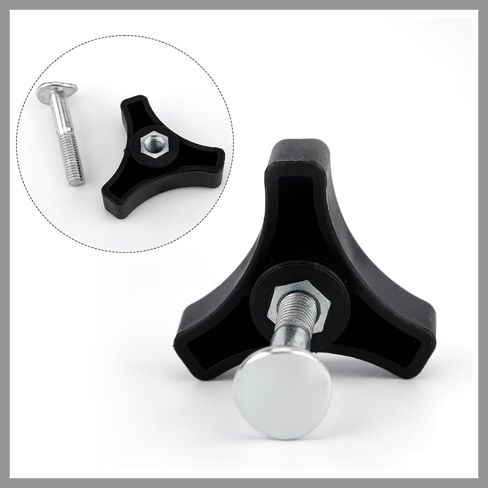 Lawn Mower Handle Knobs Nut Bolt, 4Pcs Triangular Handle Fastening Screw Set,Triangle Handle Knob Nut Screw Bolt Lawnmower Handle Wing Nut, Lawn Mower Screw Nut Triple Angle Handle Knob Nut Bolt Screw image number 4