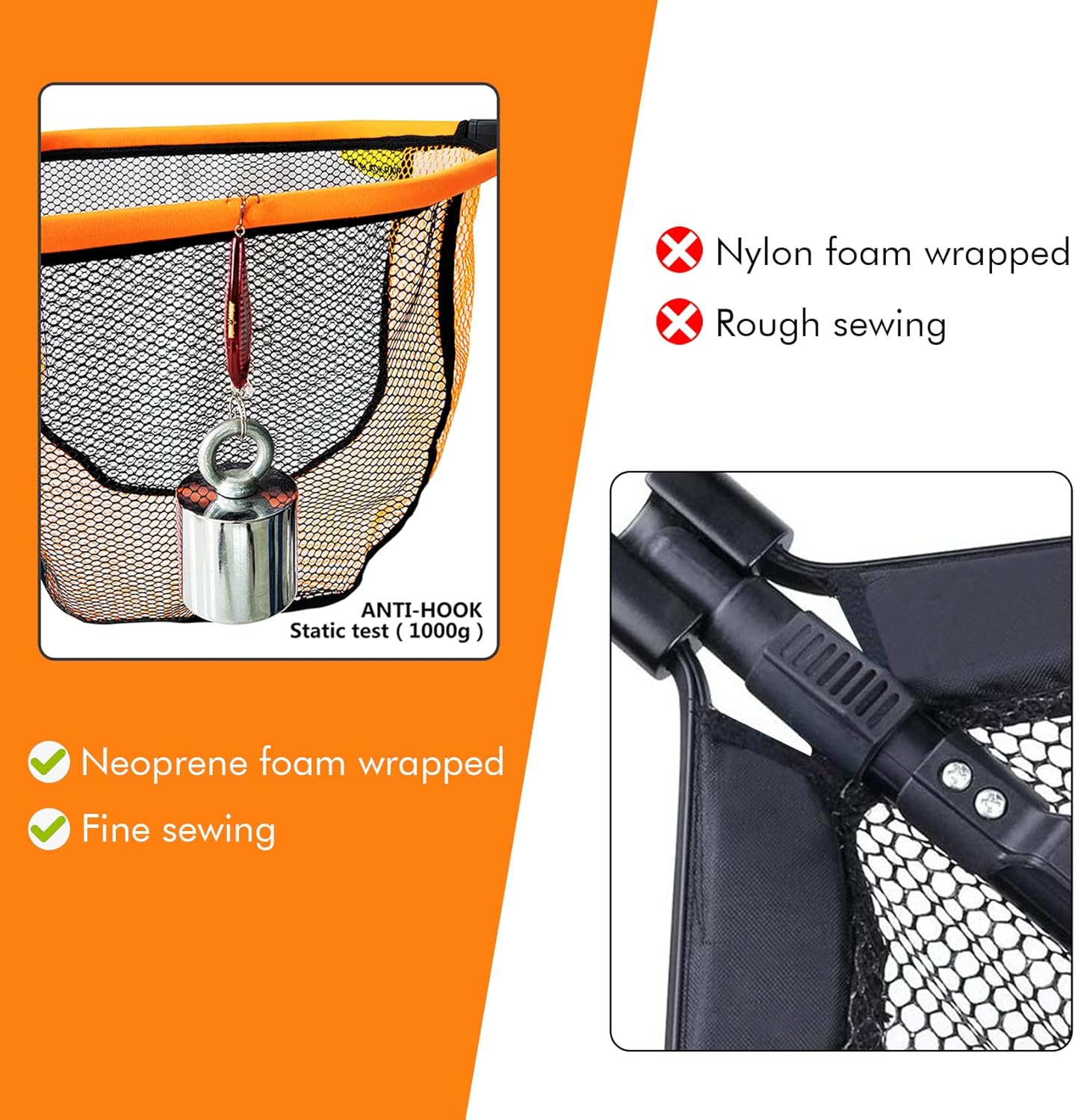 Black Paw Floating Fishing Net - Telescopic, Foldable, Rubber Coated Landing Net with Neoprene Foam Edging, Aerospace-Grade Aluminum, Easy Catch & Release of Fly, Salmon, Bass image number 3