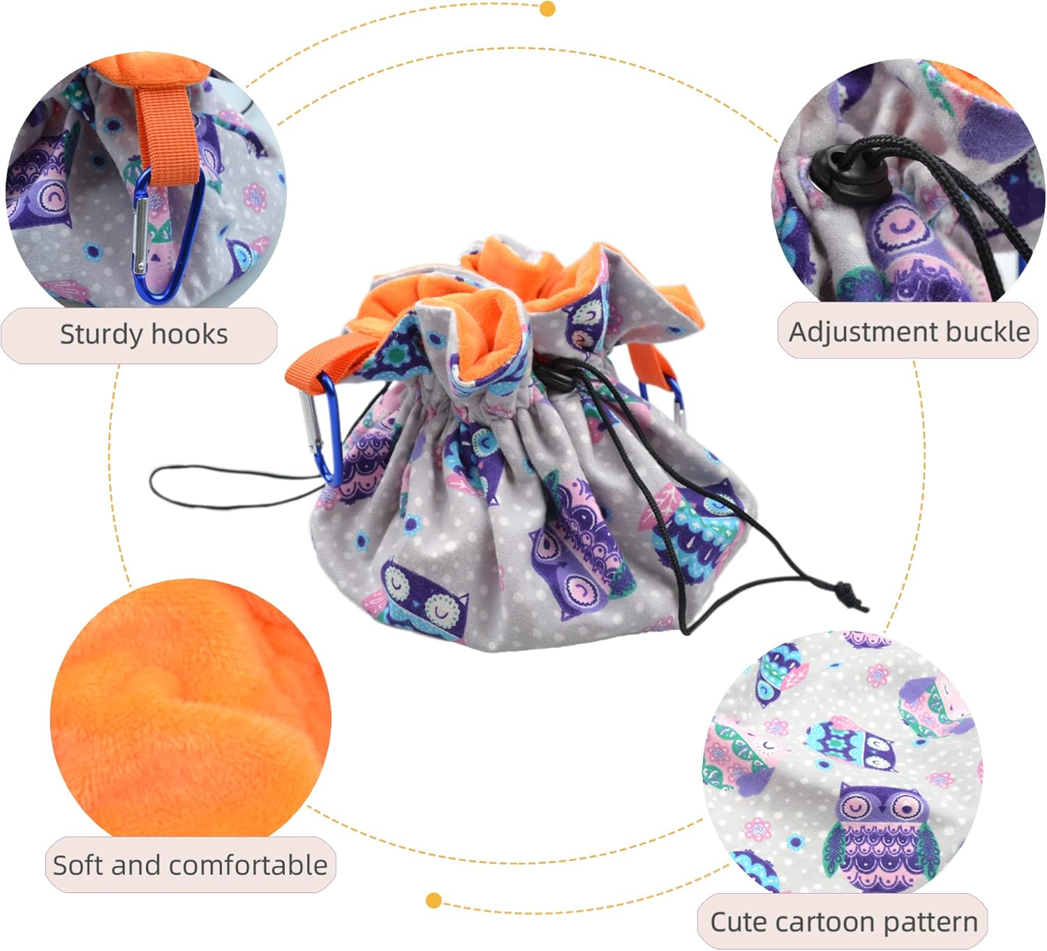 Hanging Sugar Glider Snuggle Sleeping Pouch with Drawstring Design for Pet Glider Small Animals Cage Sleep Bag image number 4