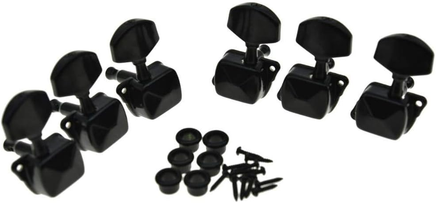 KAISH 3X3 Semi-Closed Guitar Tuning Keys Guitar Tuners Machine Heads for Acoustic or Electric Guitars Black - Black image number 6