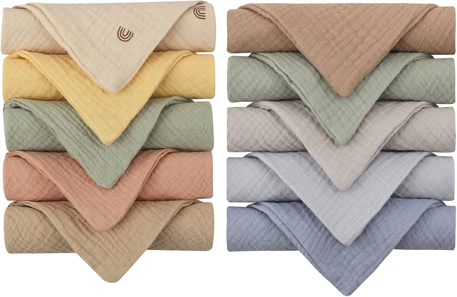 Wash Cloth for Baby, Pack of 10 Hand Towels, Wash Squares, 23 X 23 Cm / 9.06 X 9.06 Inches, Baby Burp Cloth, Cotton Face Cloths, Super