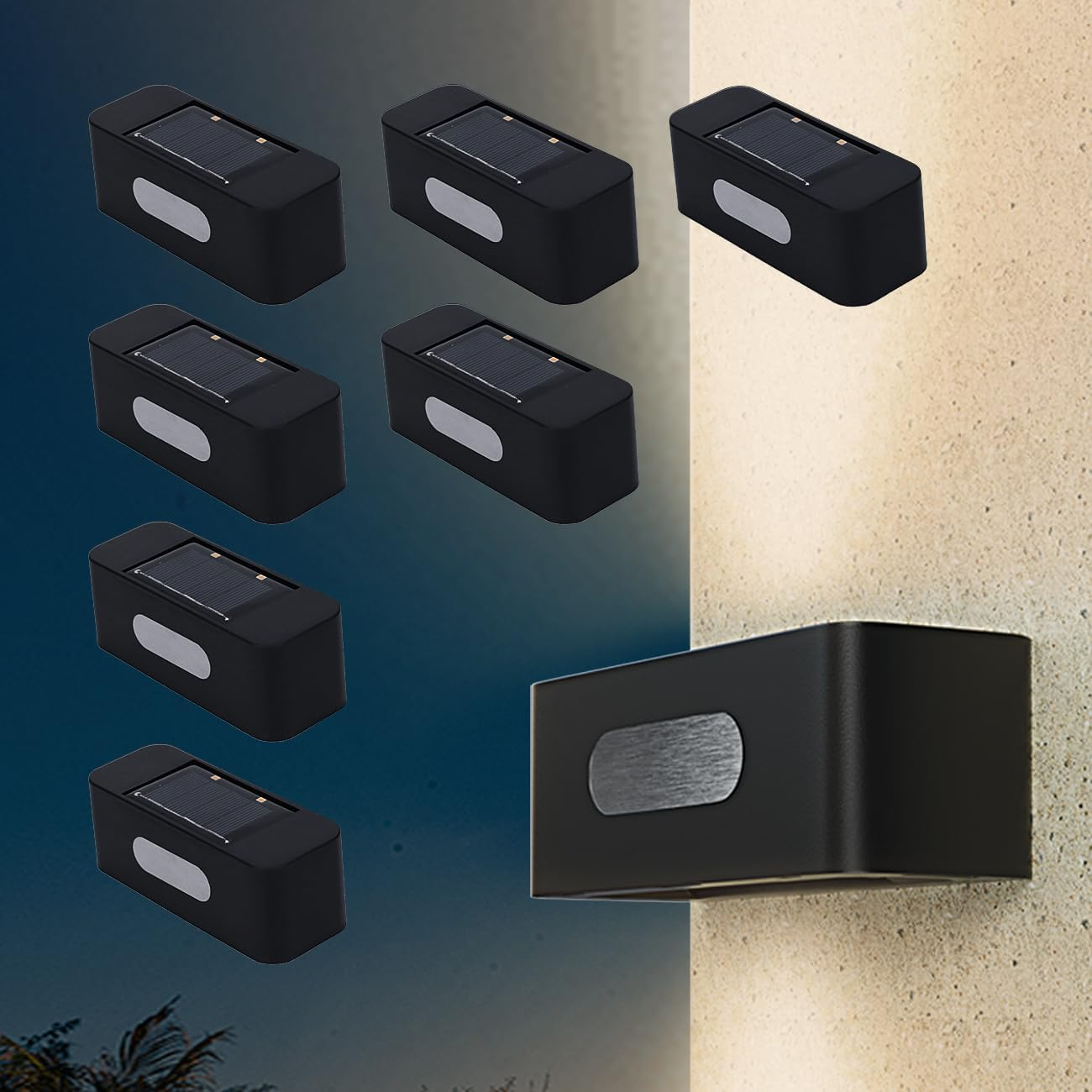 Outdoor Solar Light Wall Small Lights 8 Pcs Auto Sensor Wireless Waterproof Lamp for for Steps Yard Porch Landscape Lighting (Warm Light) image number 4