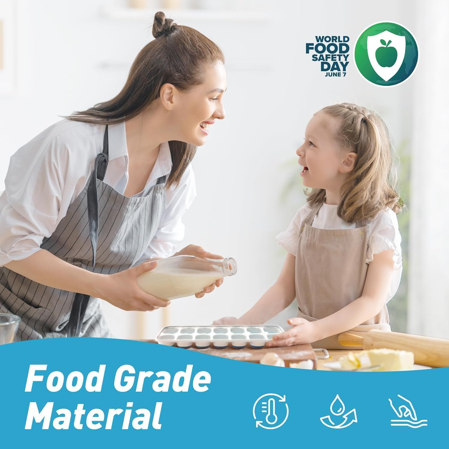 Ice Cube Tray with Lid, 2 Packs 28 Cubes Durable Stackable Ice Cube Trays for Freezer with Removable Lids, Easy-Release Plastic & Silicone Ice Tray for Cocktail, Coffee image number 3