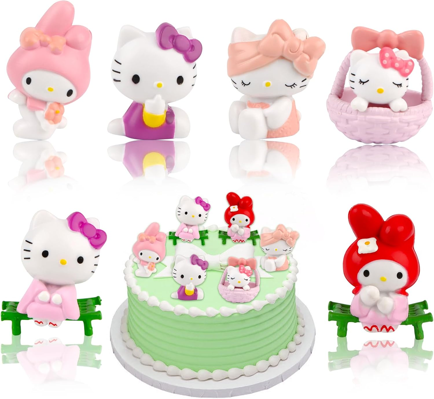 Hello-Kitty Mini Figures, Pack of 6 Hellokitty Cake Decoration, San-Rio Figure Cake Decoration, Cake Topper for Girls Birthday Decoration image number 5