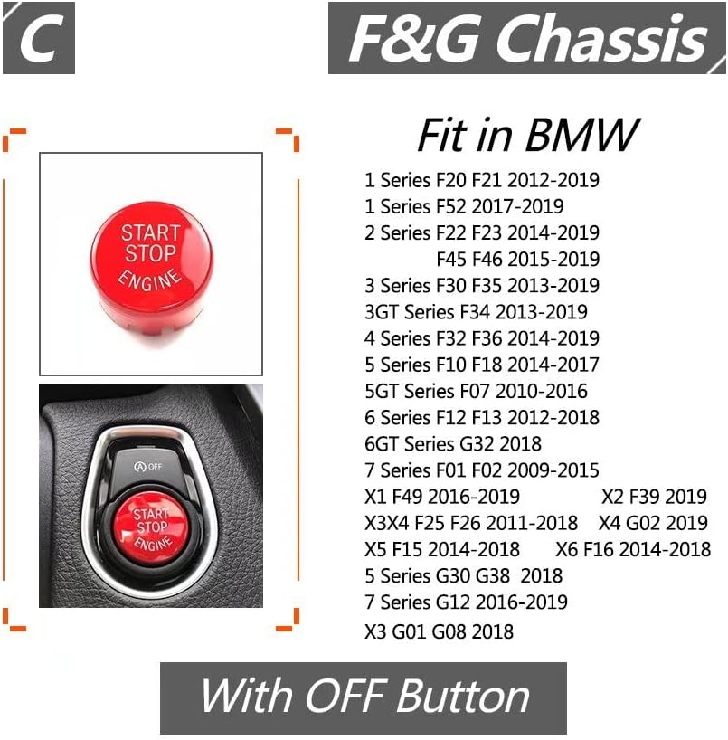 Car Engine Start Stop Switch Button Cover with off Start&Stop for BMW F20 F21 F52 F22 F23 F45 F46 F30 F35 F34 F32 F36 F10 F18 F12 F13 F01 F02 X1 F48 X3 F25 X4 F26 X5 F15 X6 F16(Yellow) (Red) image number 3