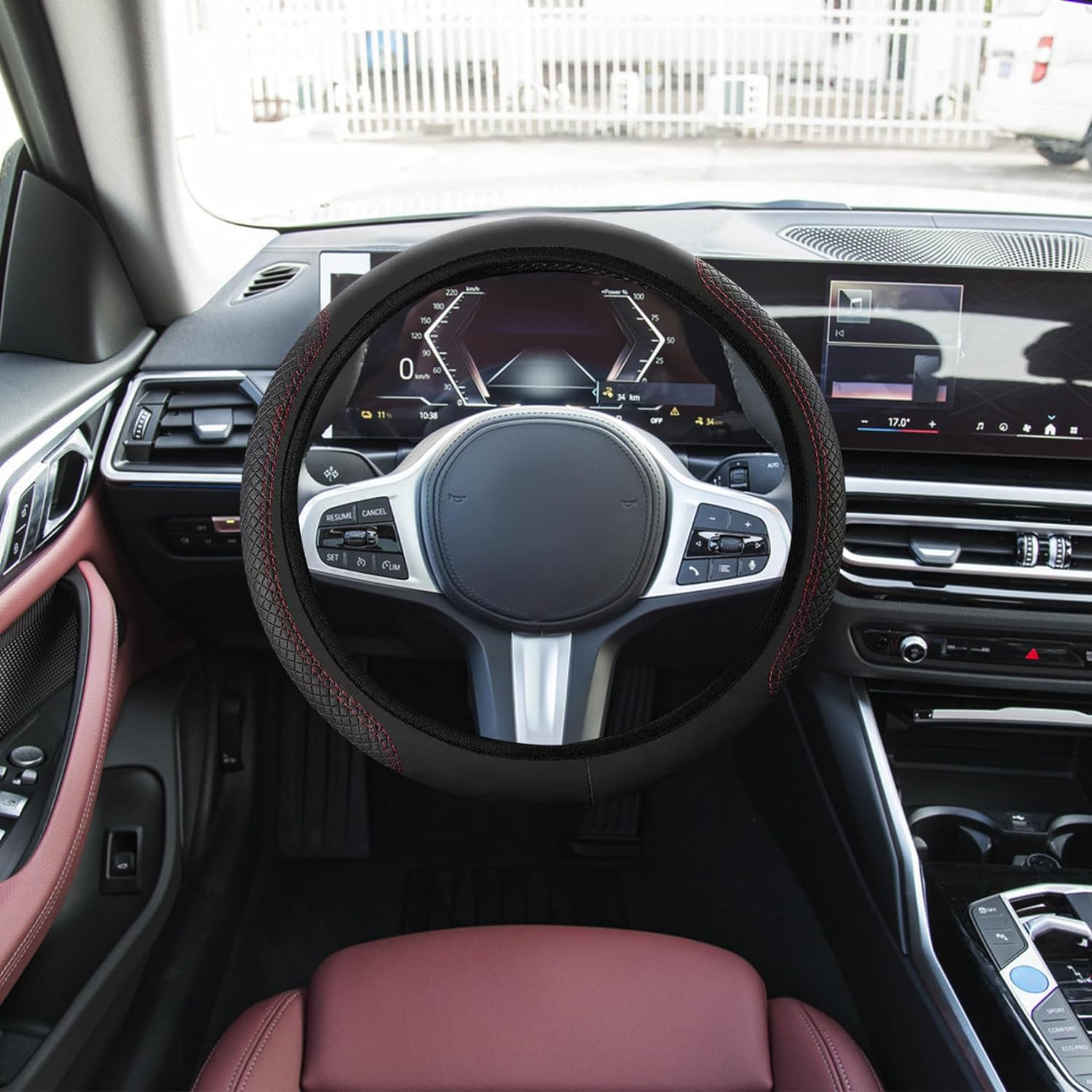 Car Steering Wheel Cover, Steering Wheel Cover for Men and Women, 15 Inch Microfiber Leather Auto Steering Wheel C Over, PU Leather Car Steering Wheel Cover Fit for Most Cars, Suvs, Trucks image number 3