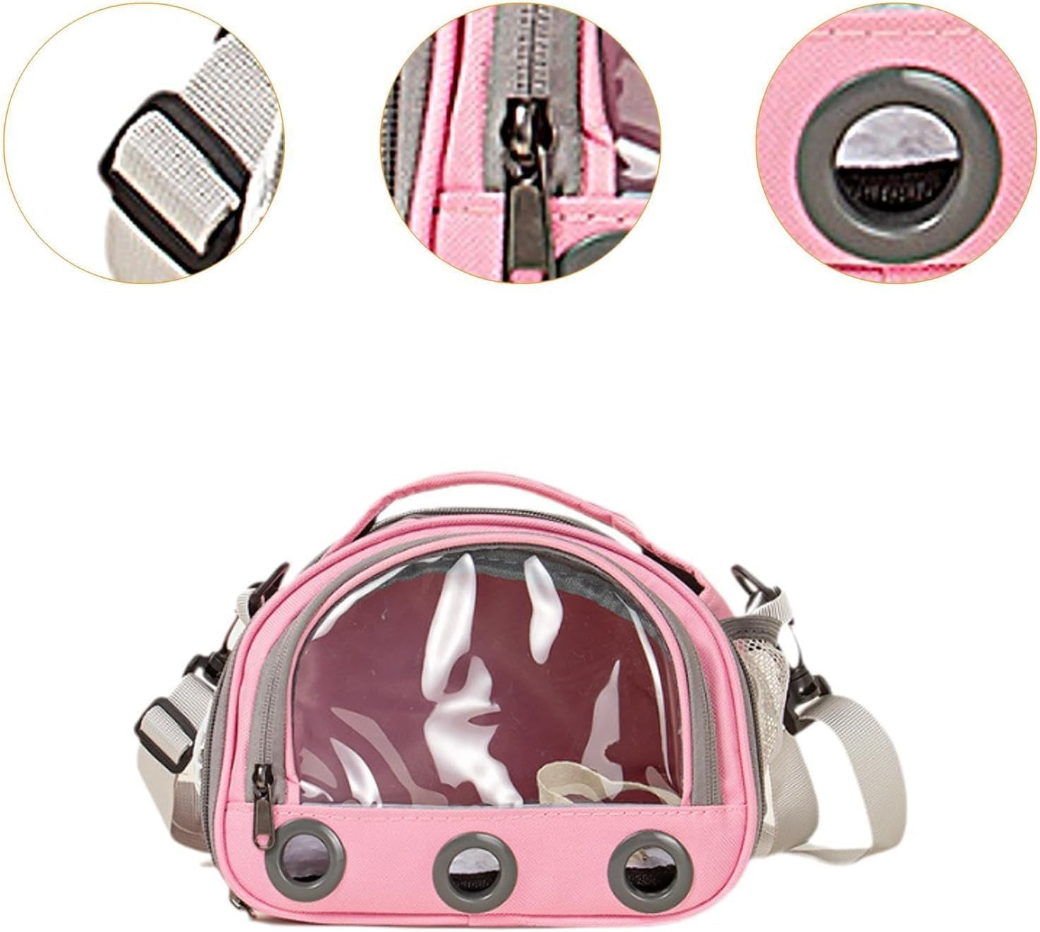 Hamster Travel Carrier Bag Guinea Pig Carrier Bag Travel Small Animals Chinchilla Outgoing Carrier Cage Carrying Shoulder Bag, Pink, S (Pink,L) image number 4