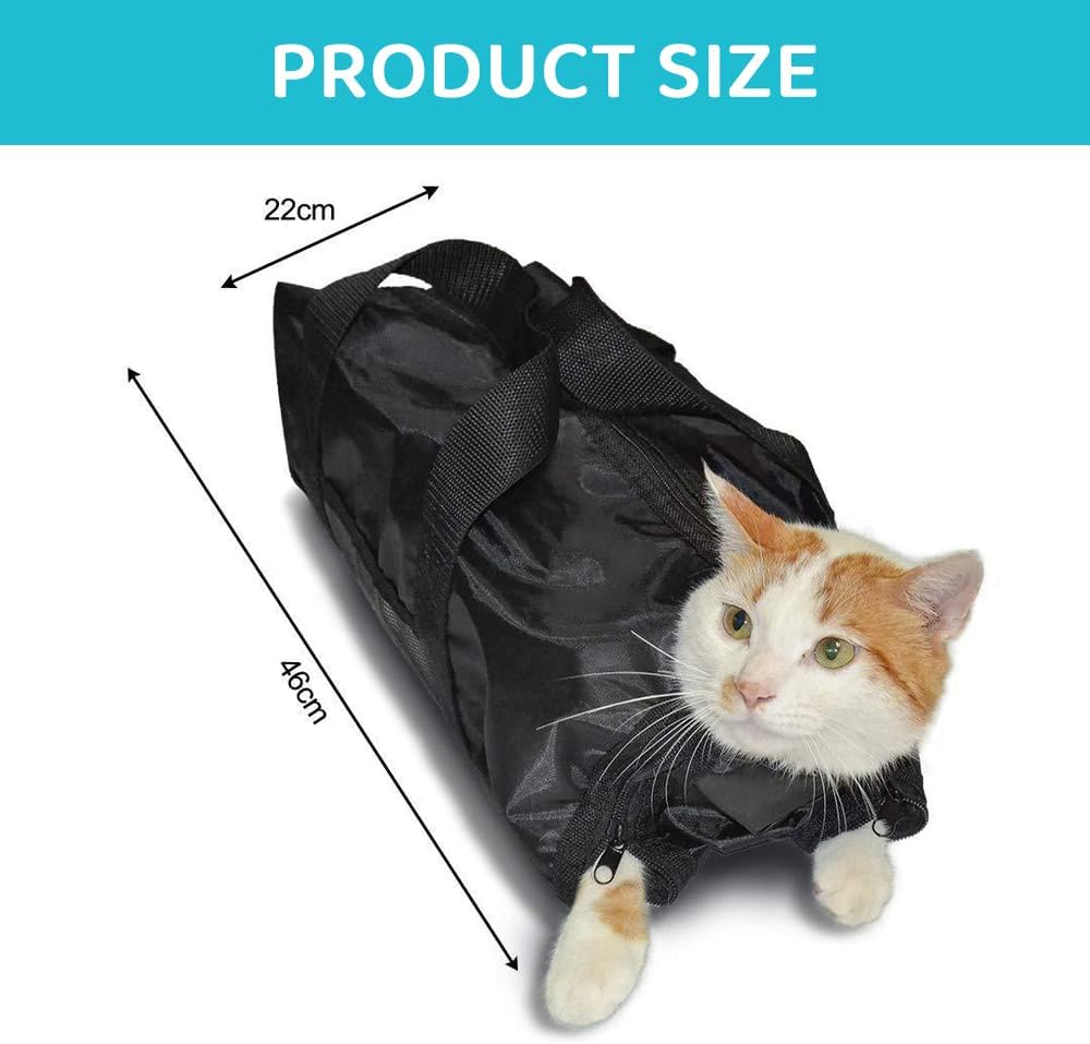 Breathable Adjustable Cat Grooming Bag with Muzzle, Anti-Scratch Restraint for Nail Trimming, Bathing, Ear Cleaning & Dental Care, Portable, Wear-Resistant Pet Grooming Bag image number 2