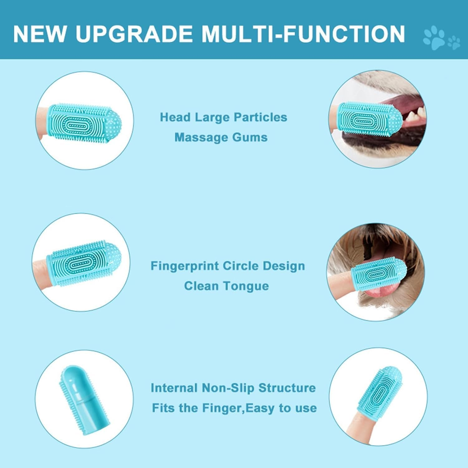 THJOPOKEEL 8 Pack Dog Toothbrush Finger Toothbrush, 360&ordm; Dog Tooth Brushing Kit, Dog Finger Toothbrush for Dog Teeth Cleaning and Dog Dental Care Dog Tooth Brush Dog Toothbrush Kit Pet Toothbrush - 8Pack image number 2