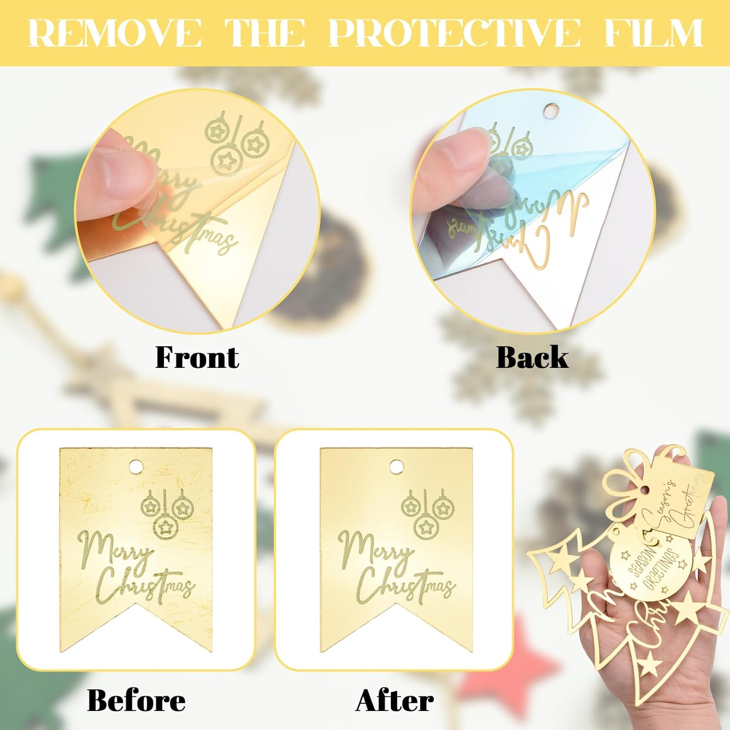 Christmas Cake Topper, 24Pcs Golden Mirror Irregular Merry Christmas Acrylic Cupcake Picks Christmas Themed Cake Discs for DIY Cake Charms image number 2