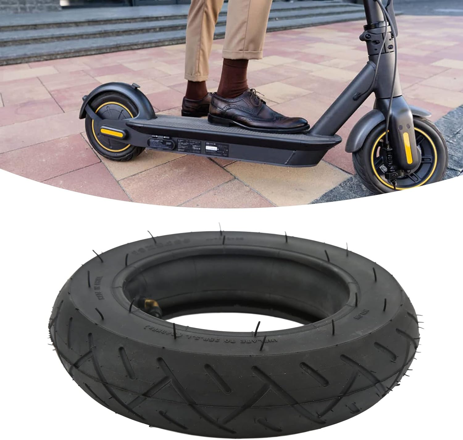 10X2.125 10Inch Electric Scooter Tire, Good Shock Absorption & Strong Grip Scooter Replacement Tire with Inner Tube, Solid Rubber Tires for Electric Scooter image number 4