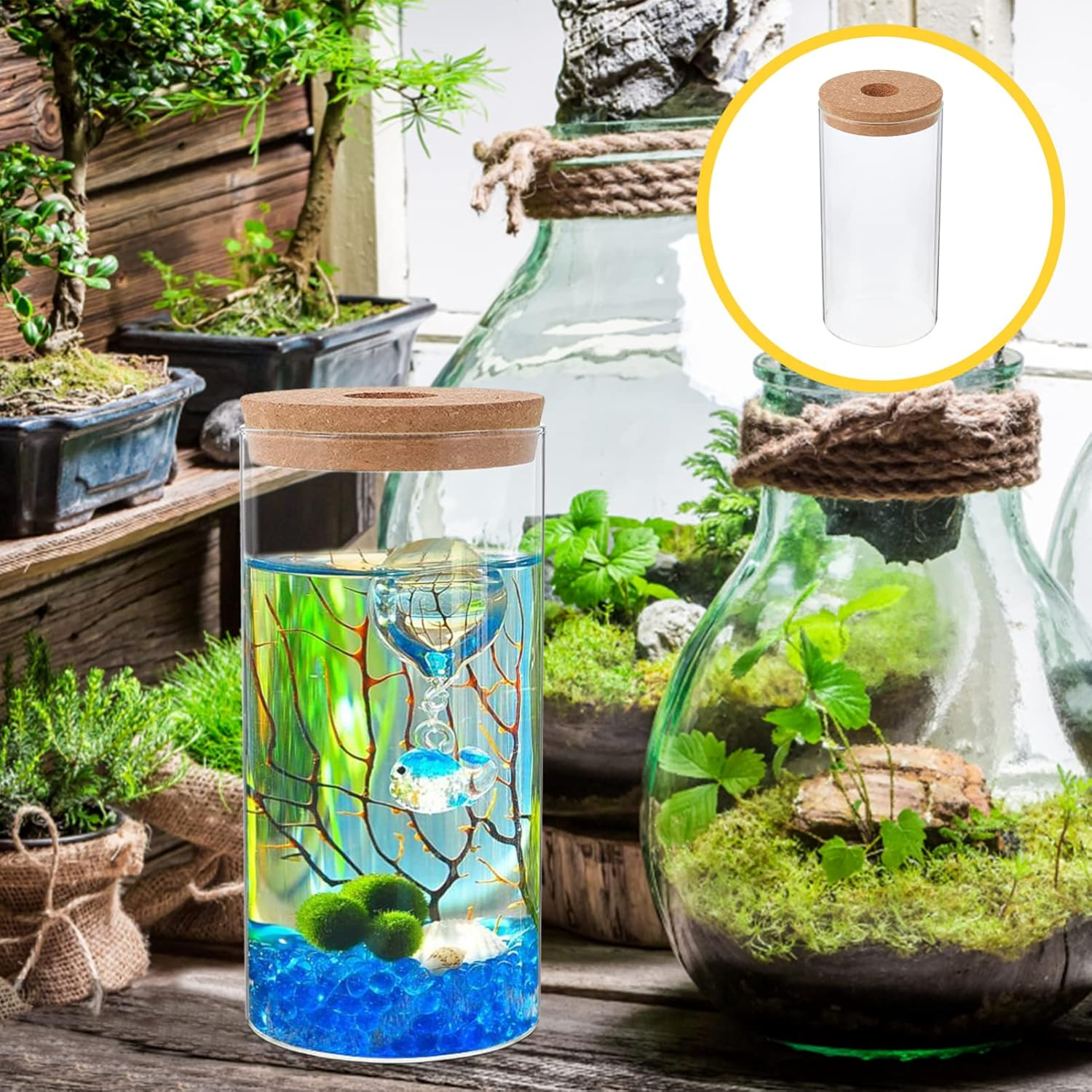 Mipcase Desktop Glass Bottle for Terrarium High Borosilicate Eco Bottle for Creative Indoor and Outdoor Plant Decoration image number 3