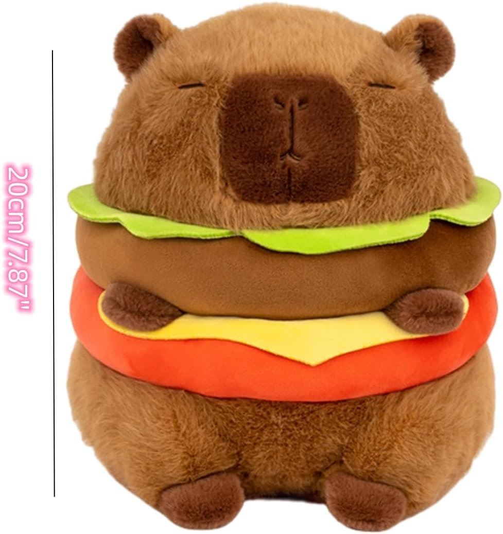 Realistic Capybara Burger Plush, Cute Capybara Stuffed Animal Pillow Plushie Toy, Soft Hamburger Food Stuffed Toys Doll for Birthday Kids Gifts 7.87'' image number 6