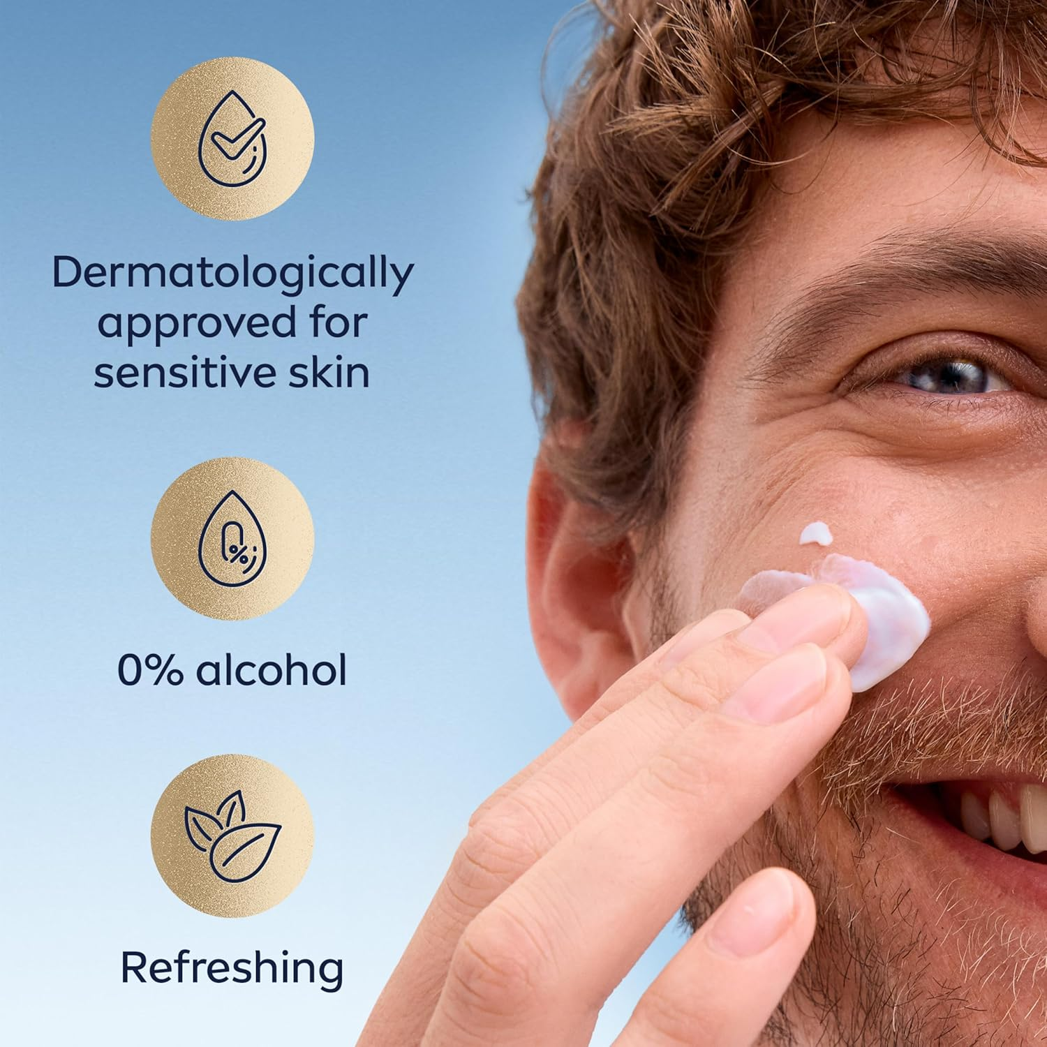 NIVEA MEN Sensitive Skin and Stubble Gel Moisturiser 50Ml | 24-Hour Hydration | Fast Absorbing Formula | Relieves Itchiness | Men'S Moisturiser for Sensitive Skin image number 2