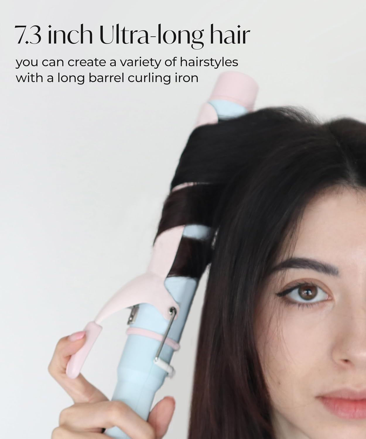 Curling Iron 1 1/2 Inch Extra Long Hair - 7.3" Ceramic Large Barrel Hair Wand for All Types Blowout, Curler for Women, Beach Waves, Long-Lasting Bouncy Curls - Cotton Candy image number 6