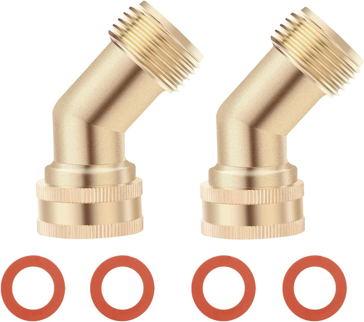 45 Degree Garden Hose Elbow, Eliminates Stress and Strain on RV Water Intake Hose Fittings, 3/4" GHT and Solid Brass, 2 Pack image number 5
