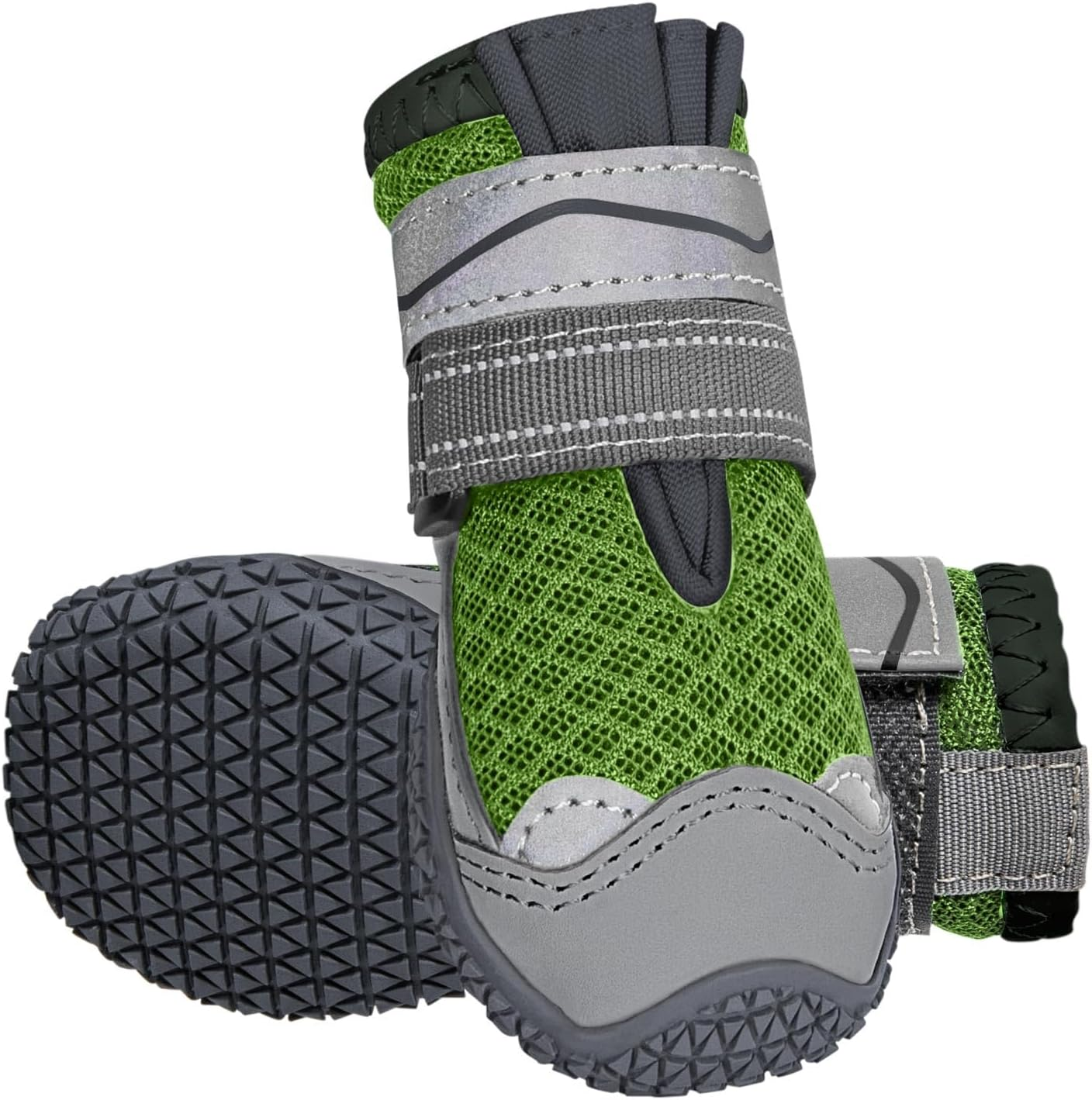 Slowton Dog Boots, Breathable Dog Paw Protector, Dual Adjustable & Washable Non-Slip Puppy Shoes with Reflective Strip for Injured Paws, Comfortable Walking Boots for Small Medium Large Puppy