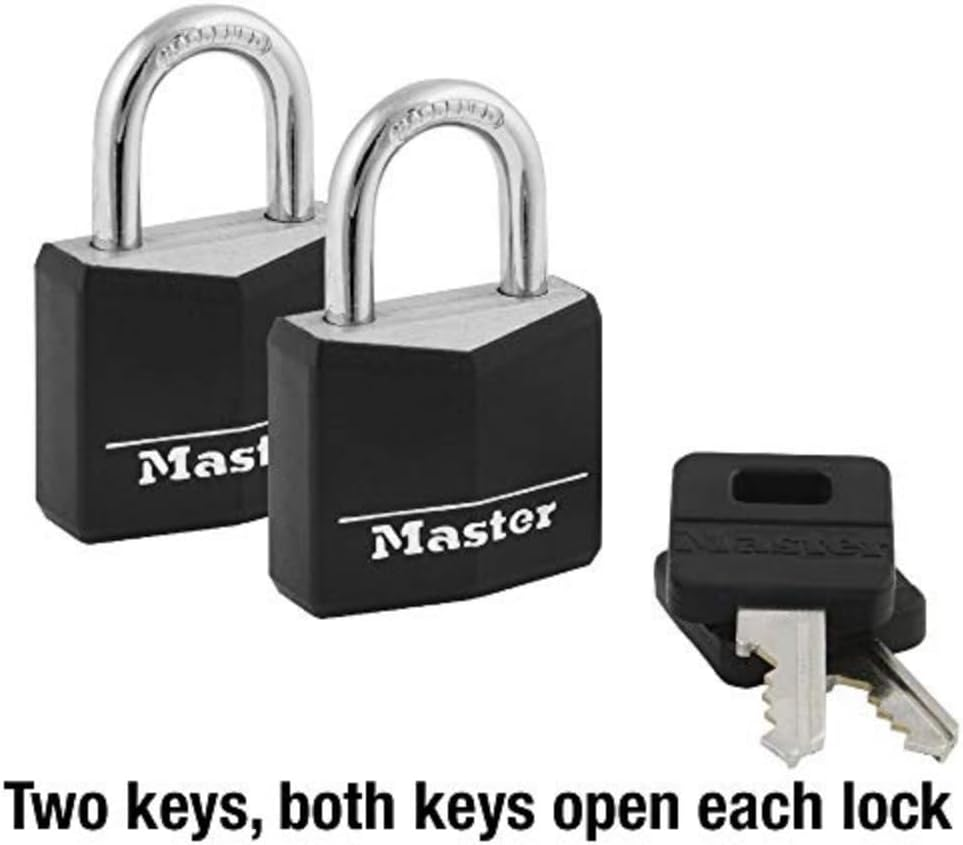 Master Lock 131TAU 30Mm Covered Solid Aluminium Padlock, 2 Pack, 30Mm Wide Body, Black and Silver image number 5