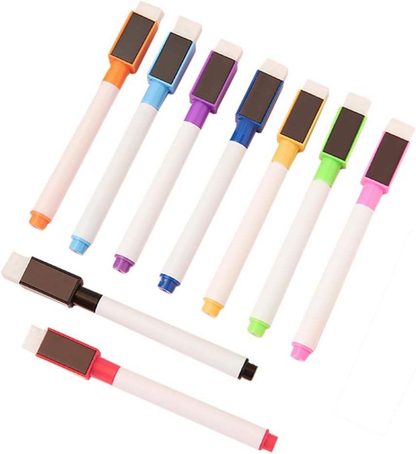 CCINEE 9 Colours Whiteboard Marker Pens, Magnetic Erasable Pen with Eraser(Pack of 18Pieces) image number 1