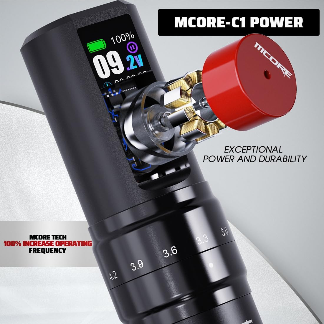 Mast Tattoo Fold2 Pro Wireless Tattoo Gun Rotary Pen Machine, Powerful Motor by Mcore, Smart Display, 7 Strokes Length for Pro Artists (Black) image number 6