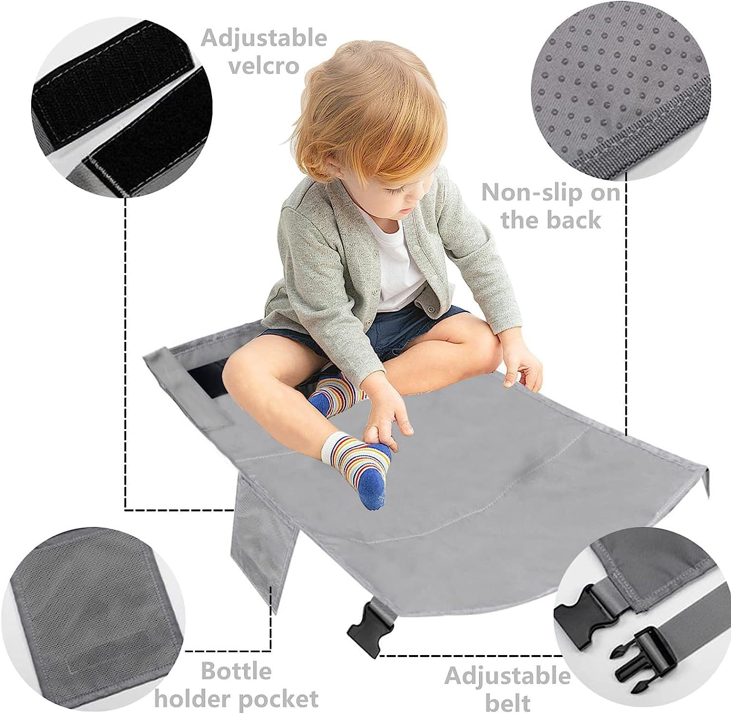 Airplane Bed, Airplane Seat Extender Aeroplane Bed for Portable Airplane Foot Hammock for Plane Travel Essentials to Lie down on Plane Airplane(Black) image number 2