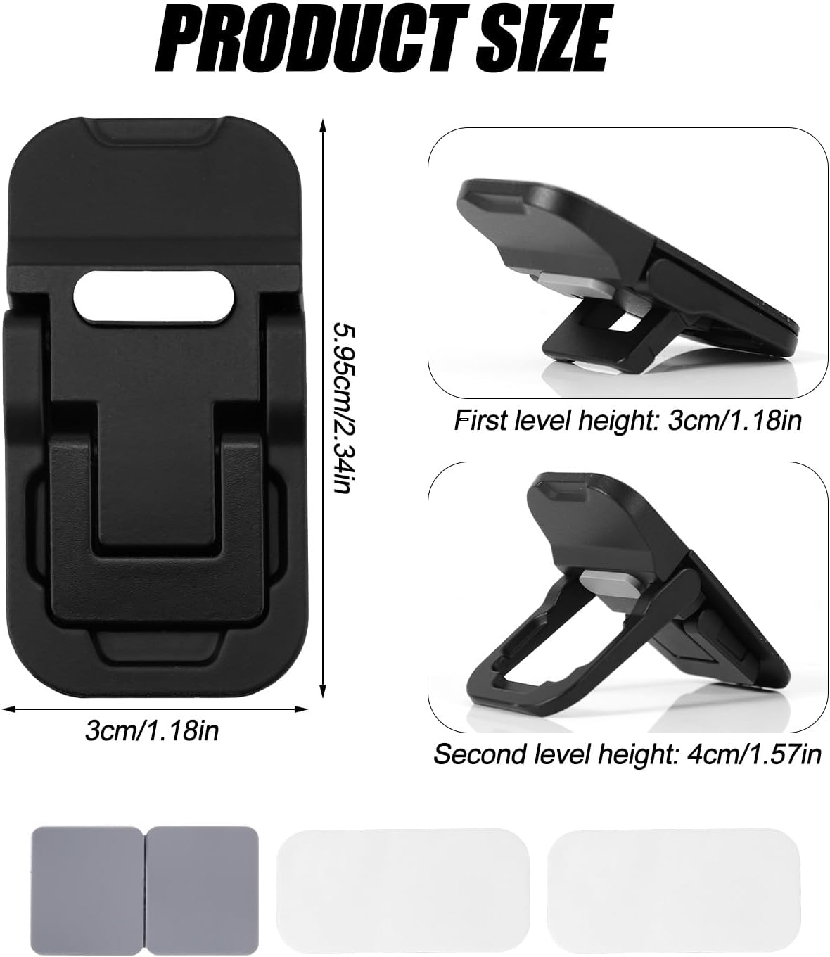 2Pcs Flip Computer Keyboard Stand for Desktop, Mini Computer Cooling Stand Invisible Heightened Dual Tilted Adjustable Keyboard Riser Ergonomic Office Desk Accessories for Notebook (Black)