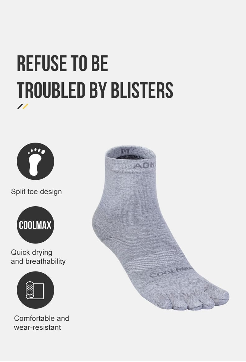 3 Pairs Five Finger Toe Socks Running Anti-Blister Sweat Wicking Quick-Dry Breathable Sport Socks Crew Socks image number 2