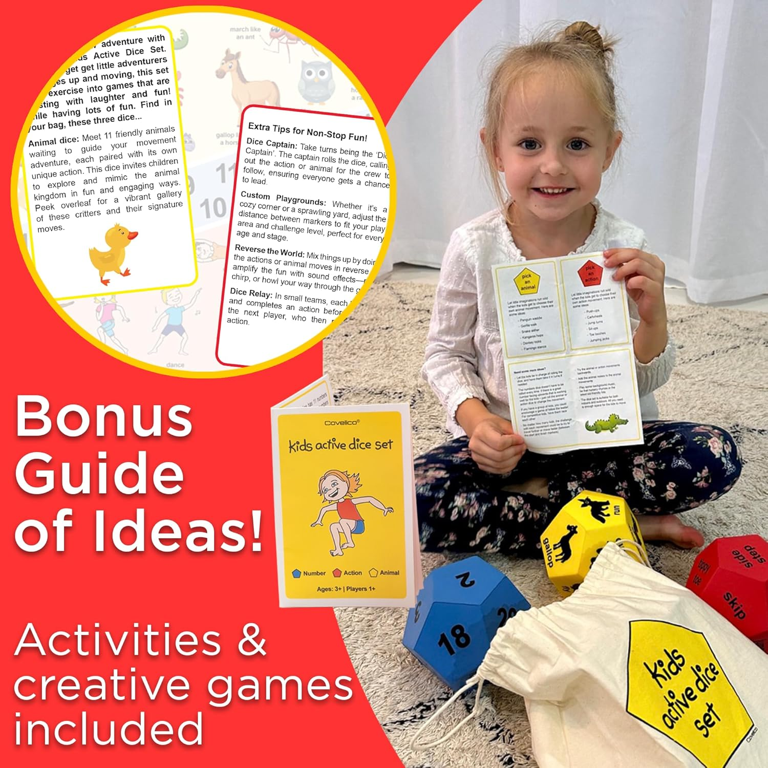 Exercise Dice for Kids, Outdoor Play Equipment, Indoor Movement Games Dice & Outdoor Activities, Kids Fitness & Active Toys for Childcare, Preschool, Kindergarten & School image number 2