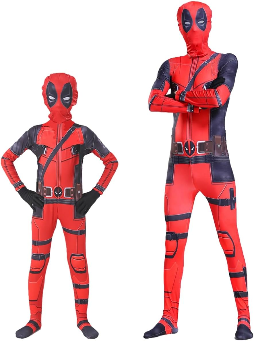 Cosplay Costume Spandex Hooded Jumpsuit Halloween Superhero Costume with Removable Fabric Mask