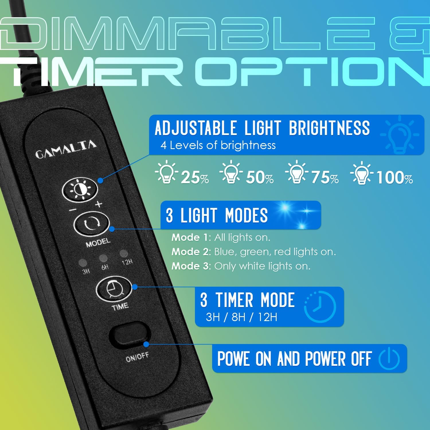 Aquarium Light,Full Spectrum Aquarium Light with Expandable Bracket,White Blue Red Green Leds, Adjustable Timer and Brightness for 18~24IN Fish Tank image number 1