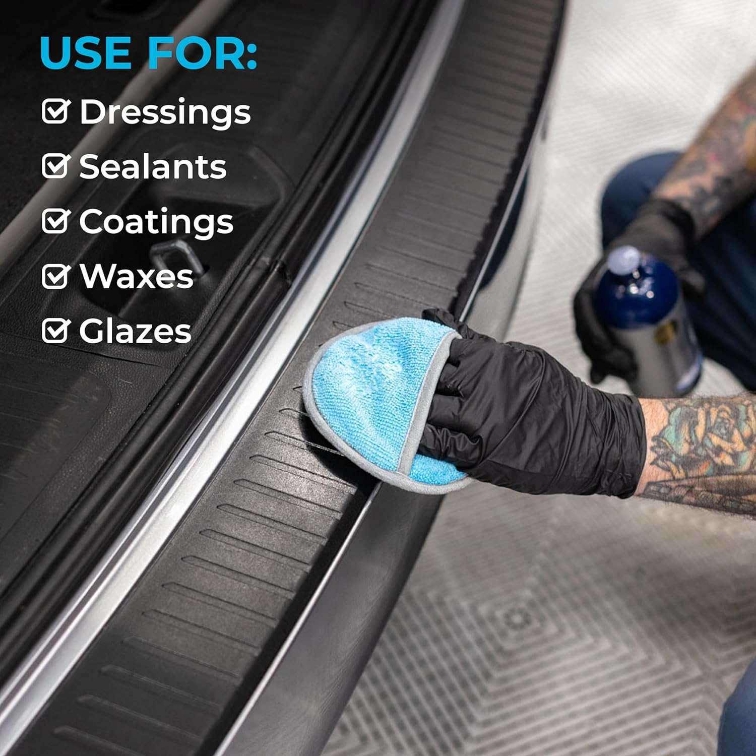 The Rag Company - Ultra No Soak round Detailing Applicator - 70/30 Pearl Weave Microfiber for Applying Coatings, Dressings, Waxes, Sealants to Glass, Paint, Rubber, Leather, Plastic - 5 Inch (5 Pack) image number 2