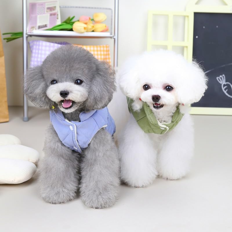 Dog Coat Cold Weather Coat Windproof Jacket Warm Dog Sweater Winter Thick Clothes Thick Vest Flower Tank Top Dog Coat for Small Dog Medium Cat (Blue, S) image number 3
