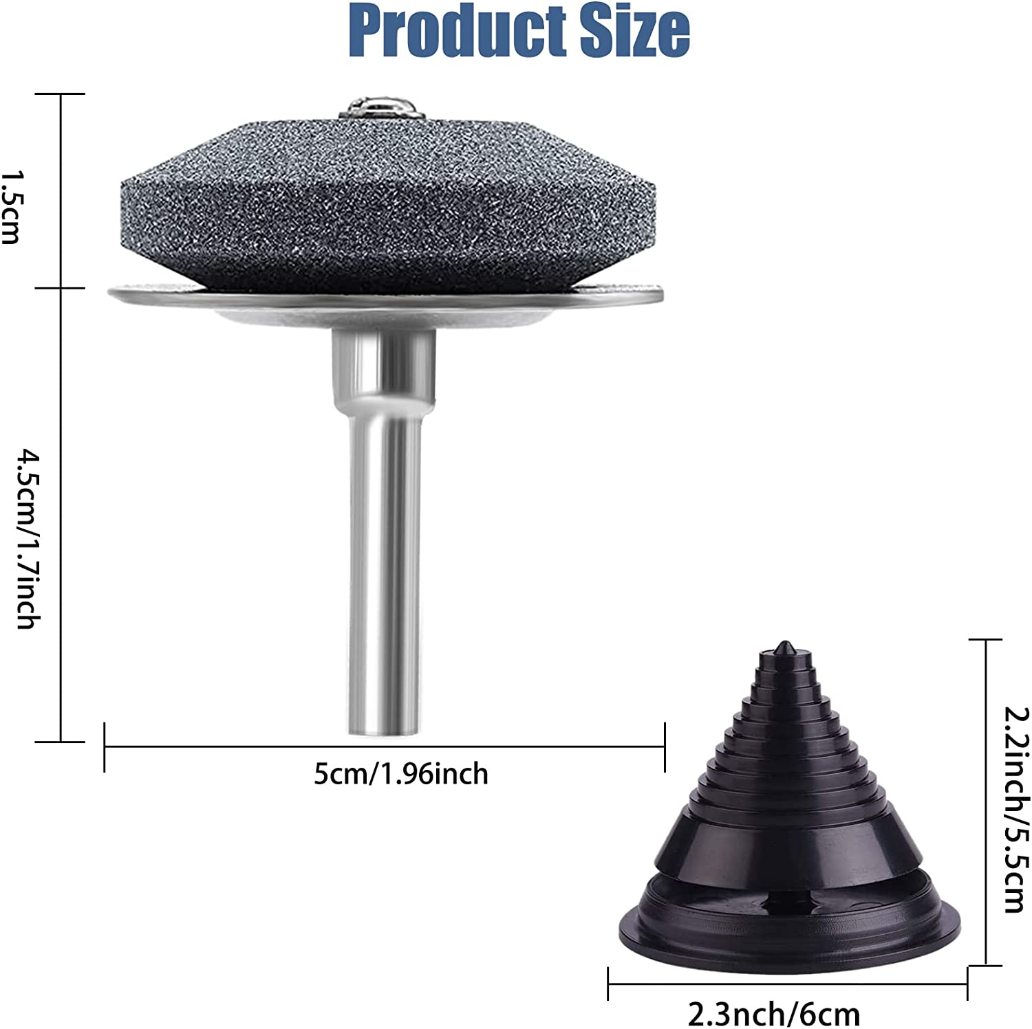 4 Pack Lawn Mower Blade Sharpener with Metal Baffle, Universal Rotary Lawnmower Blade Sharpen for Any Power Drill & Hand Drill with Lawn Mower Blade Balancer image number 3