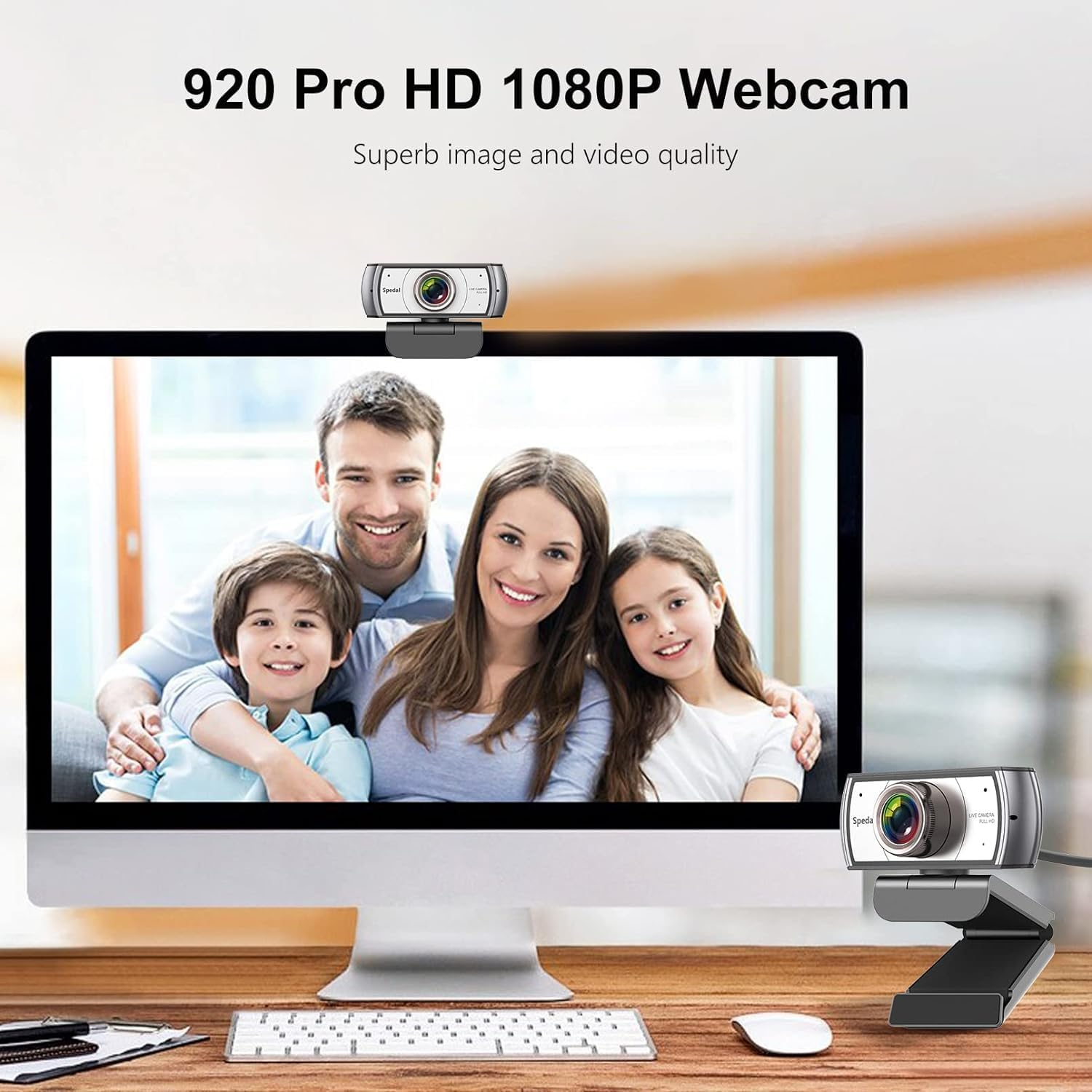 Wide Angle Webcam,120 Degree Large View Spedal 920 Pro Video Conference Camera, Full HD 1080P Live Streaming Web Cam with Built-In Microphone, USB Webcam for Mac, PC, Laptop and Desktop image number 4