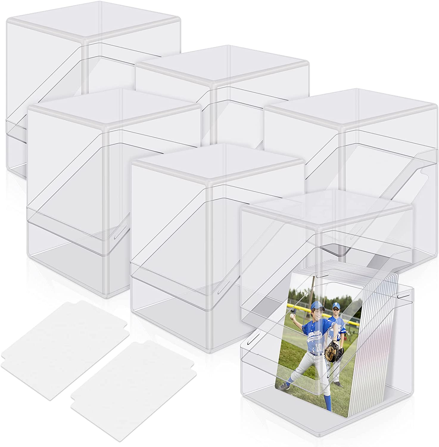 Mlikero 6 Pack Card Deck Cases,Acrylic Box for Trading Cards,Sturdy Storage Boxes Holding 100+ Sleeved Cards with Dividers,Clear and Black Fit MTG , Baseball Cards, Sport 3 Black+3 White ,0803