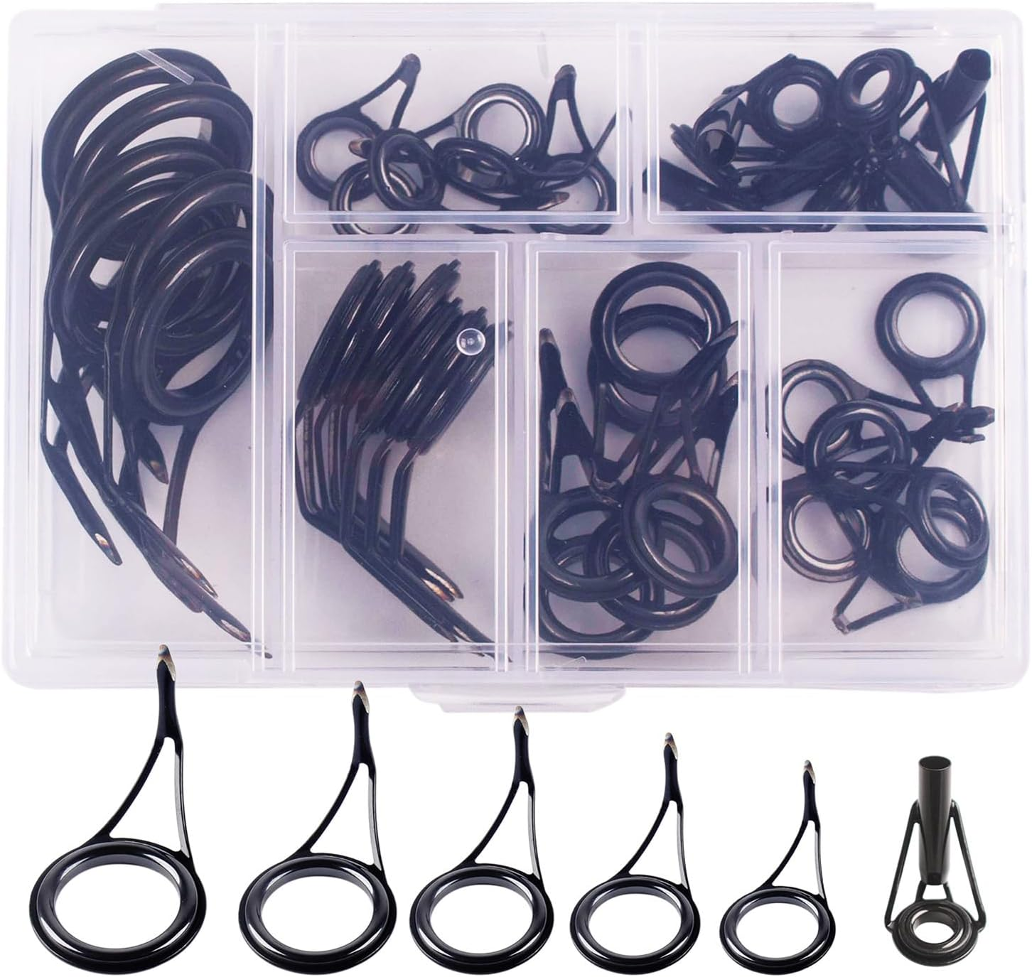 35Pcs Fishing Rod Repair Kit Ceramic High Carbon Steel Fishing Rod Guides image number 2