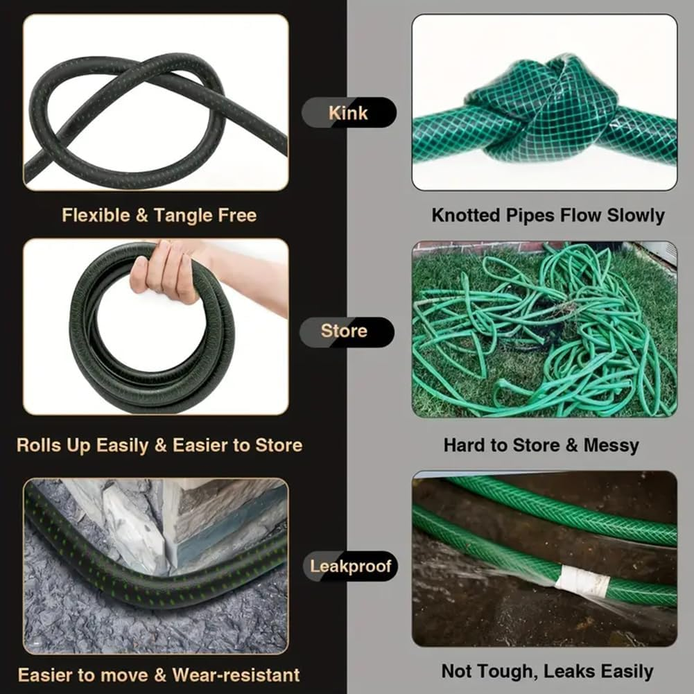 Garden Hose Car Washing Water Hose Flexible Water Hose 1/2&ldquo; Connector with 10 Patterns Spray Nozzle 50Ft image number 3