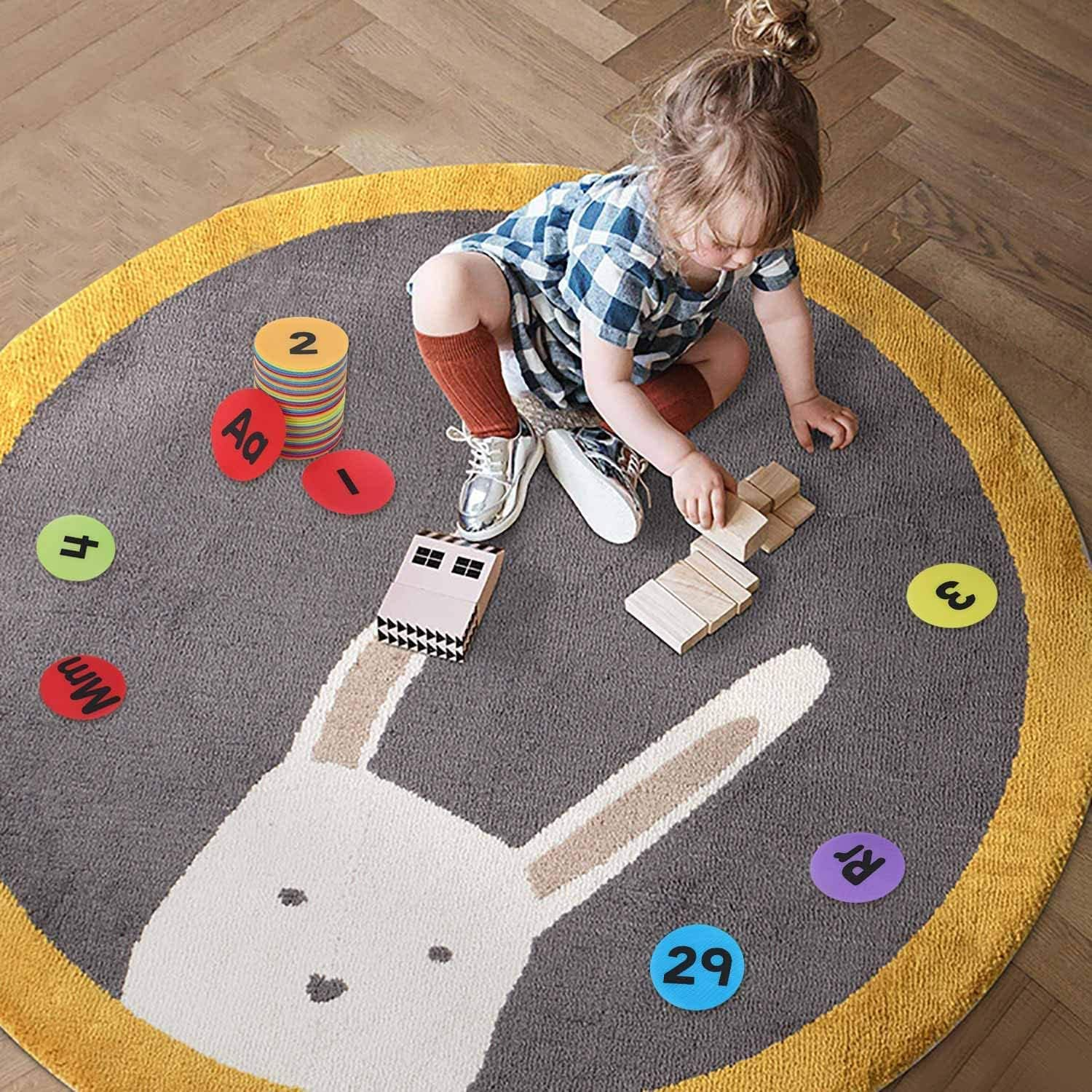 60 Pieces Carpet Spot Sit Markers, 4 Inches Diameter Floor Spots for School,Teachers,Classroom and Kids (1~34 Numbers and A~Z Alphabet) image number 6
