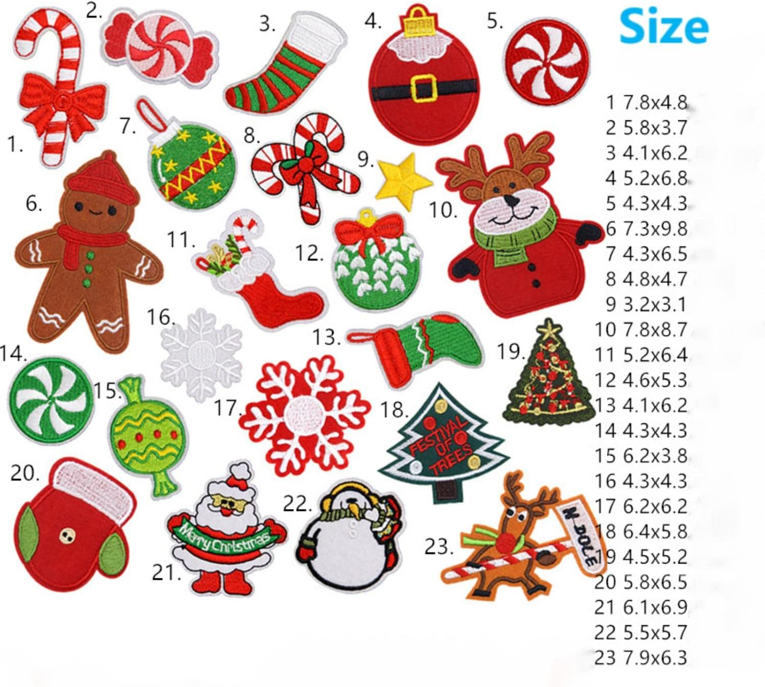 30 Pieces Christmas Iron on Patches, Embroidered Sew on Applique Repair Patch for Craft, Clothing, Backpacks, Jacket, Jeans, Caps, Decoration and DIY Xmas Gifts image number 5