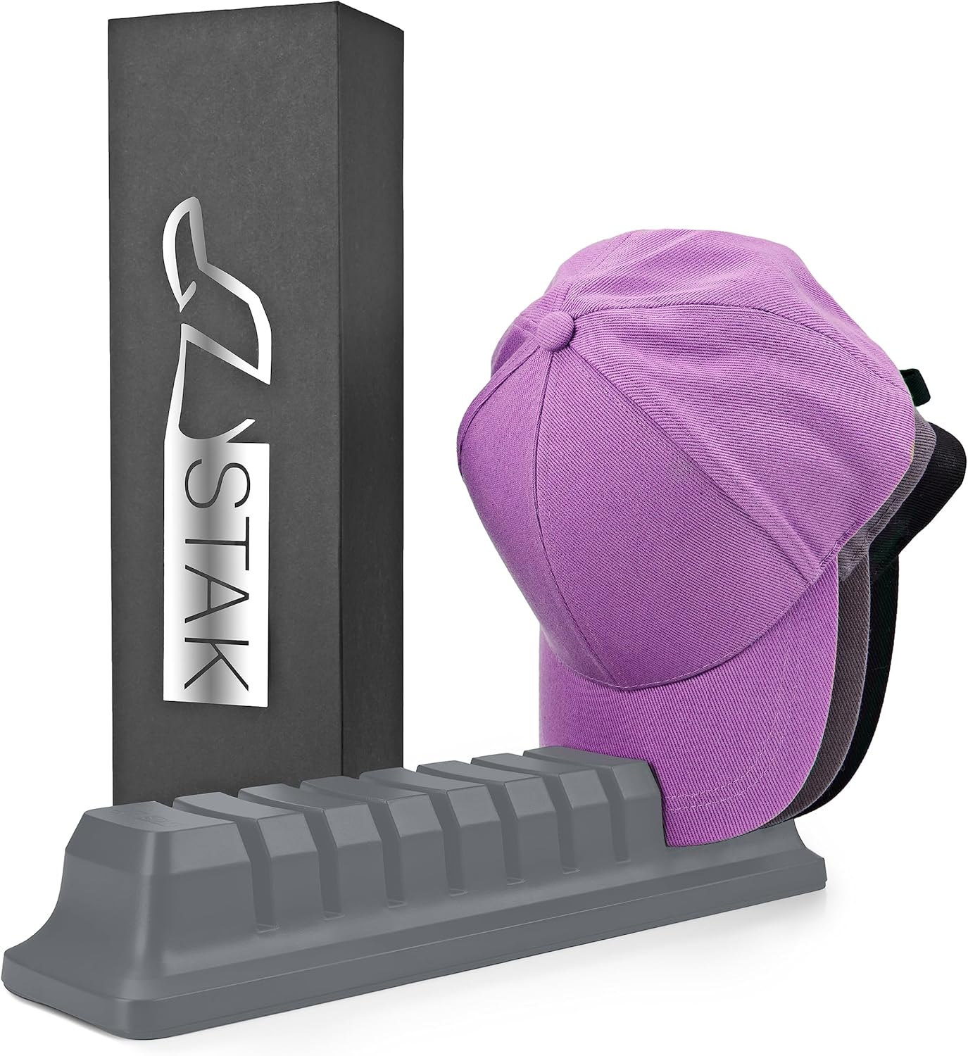 Hat Organizer for Baseball Caps - Hat Holder for 10 Baseball Caps - No Install Required Cap Rack Closet Organizer System Hat Racks for Baseball Caps (Black)