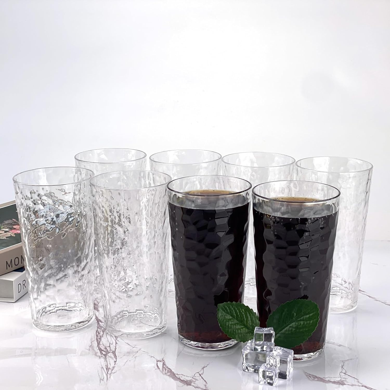 Yalin 24-Ounce Plastic Tumbler Acrylic Drinking Glasses, Reusable Plastic Cups, Stackable, Bpa-Free, Shatter Proof, Dishwasher Safe, Set of 8, Large, Clear, TG142 - Gray image number 4