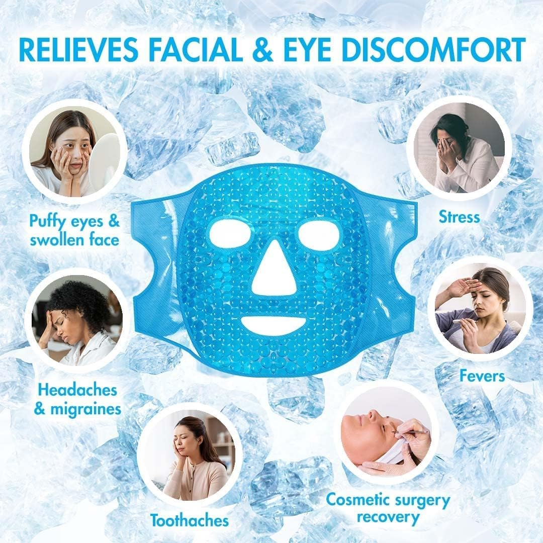 2Pack Gel Beads Face & Eye Masks Kit Hot/Cold Mask Cooling Ice/Heat Facial Eye Pack Therapy image number 2