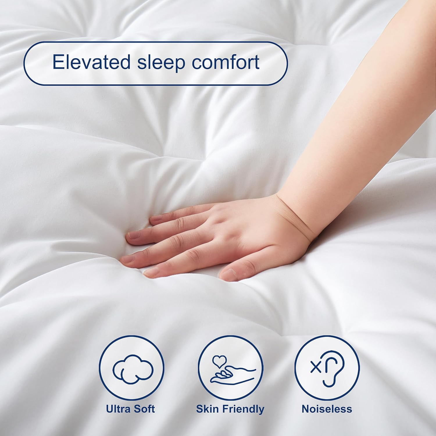 Mumullum 1200GSM Mattress Topper Queen Size, Extra Thick Breathable Fiber-Filled Fitted Mattress Pad, Machine Washable Hypoallergenic for 40CM Deep Pocket