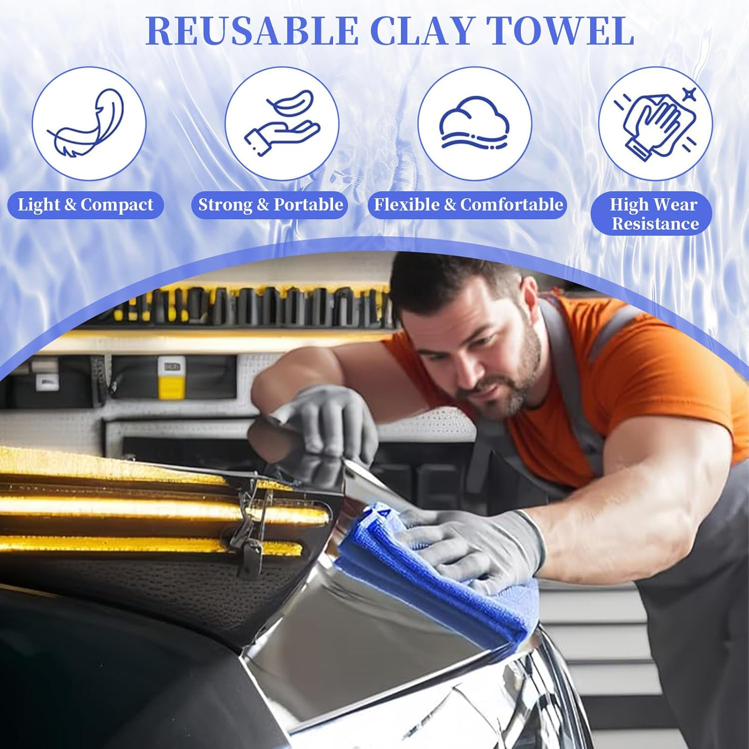 Magic Clay Car Wash Towel, Reusable Car Beauty Cleaning Cloth, Deep Cleaning Towel for Vehicle Paint, Glass, Windows & Headlights, Quick & Effortless Stubborn Contaminant Removal (Purple) image number 3