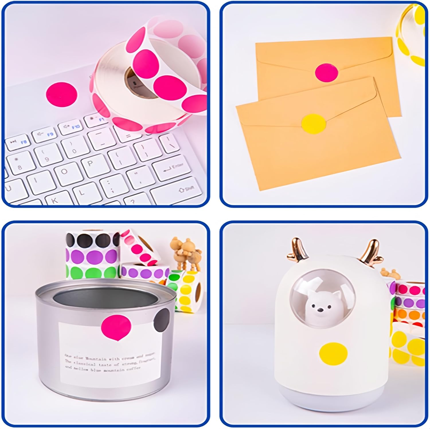 8 Rolls round Coding Circle Dots Stickers, 4000 Labels (500 Pieces/Roll), Multicolor, 2.5 Cm Diameter, Paper, LABEL image number 1