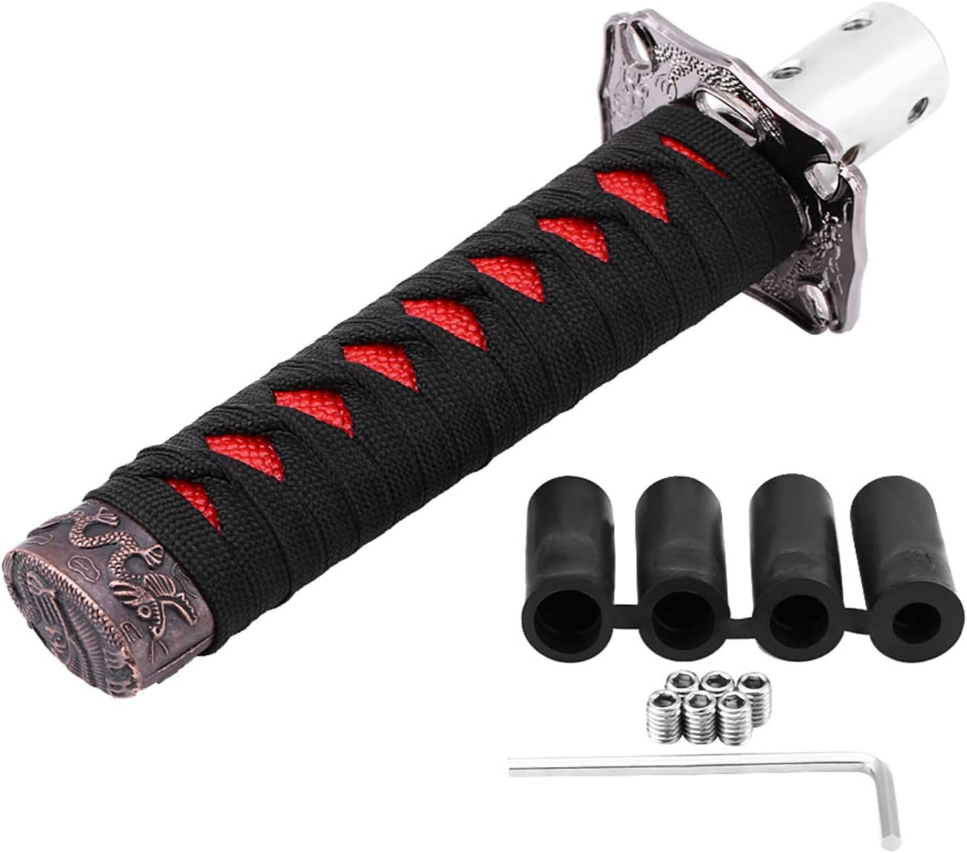 Joyzan Katana Sword Shift Knob，Samurai Catchers Gear Shifter Stick Universal Automobile Spare Part Grip Speed Handle Lever Cover Kit with Adapter Manual Automatic Transmission Racing Car Truck Vehicle image number 1